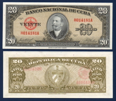 Kuuba Cuba 20 Pesos 1958 P80B UNC