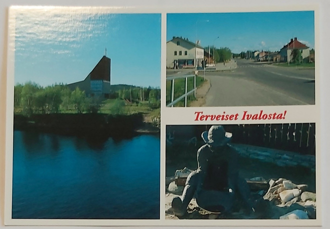 "TERVEISET IVALOSTA"-KULKEMATON POSTIKORTTI