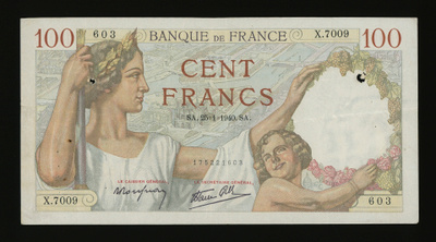 Ranska 100 Francs 25.1.1940, P-94 F