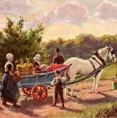 HEVONEN / Vedenhakumatkalla maalaistiellä. 1900-l.