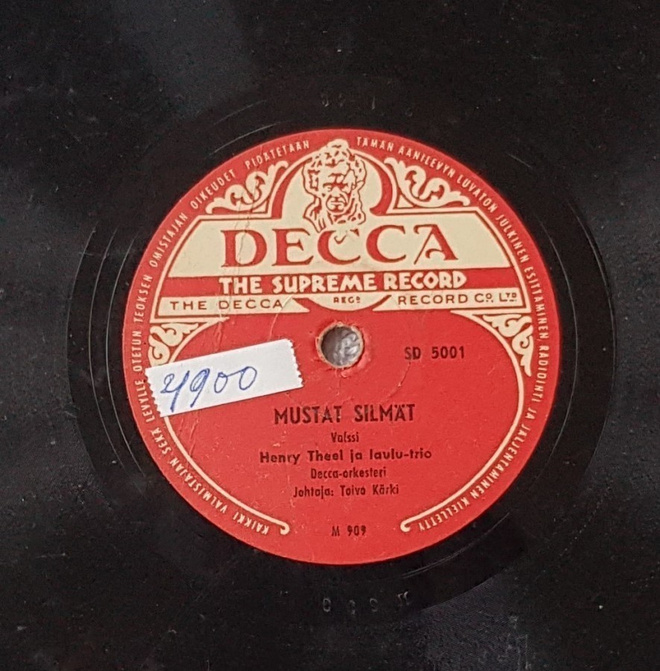 Savikiekko 1948 - Henry Theel  - Mustat silmät Decca SD 5001
