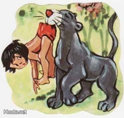 EO 9004 DISNEY / VIIDAKKOKIRJA: Bagheera kiinni Mowglissa.