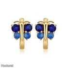 + 386 .. 9K Kulta Duble Blue Crystal Perhonen .. Korvakorut - pikkukuva 4