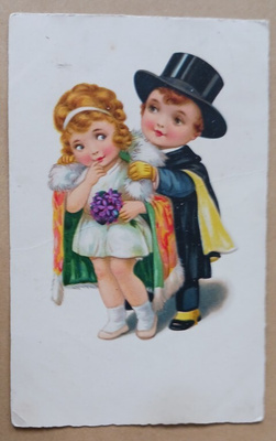 Pieni hääpari, onnittelukortti, p. 1928