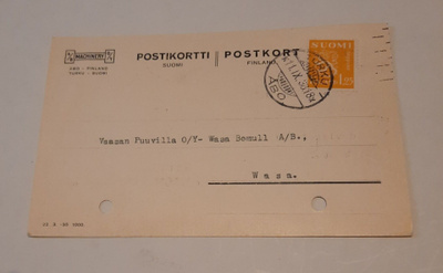 Firmakortti A/B Machinery Oy, Turku 1936