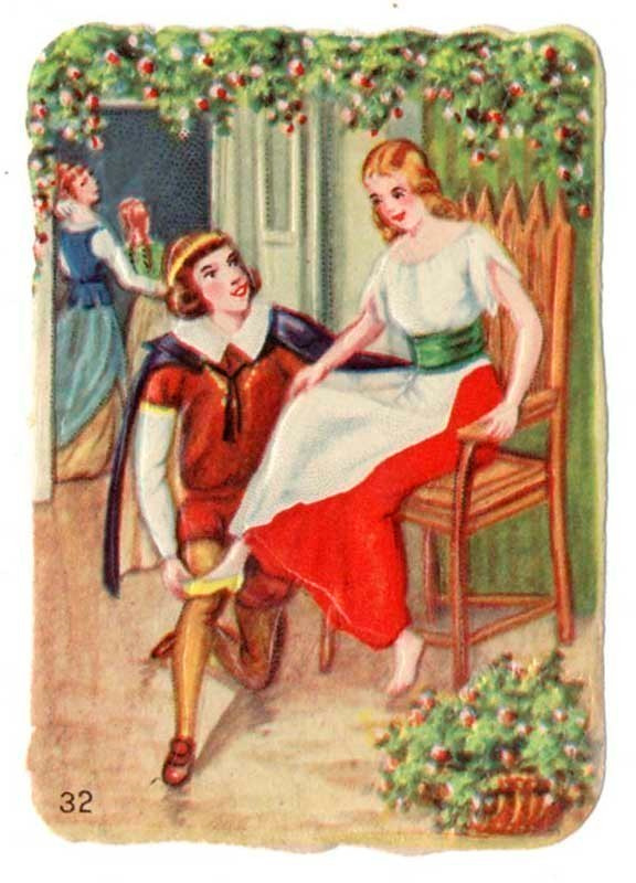 WANHA SATUKUVA / Lumikki - prinssi sovittaa kenkää. 1900-l.