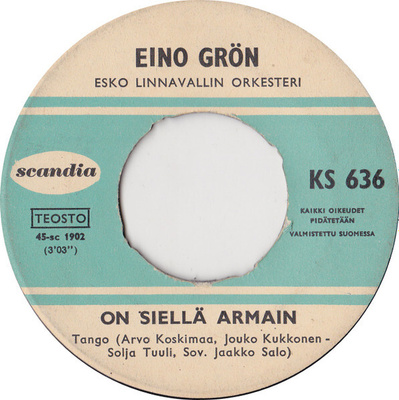 (7") Eino Grön, Esko Linnavallin Orkesteri – On Aina Aikaa