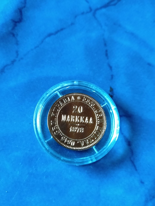 20 markkaa 1878 kultaa monetan replika