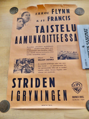VANHA Elokuvajuliste Taistelu Aaamunkoitteessa E. Flynn 1941