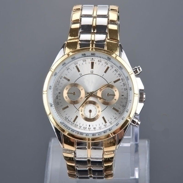200 .. Design Gold Steel Quartz Mens .. Rannekello
