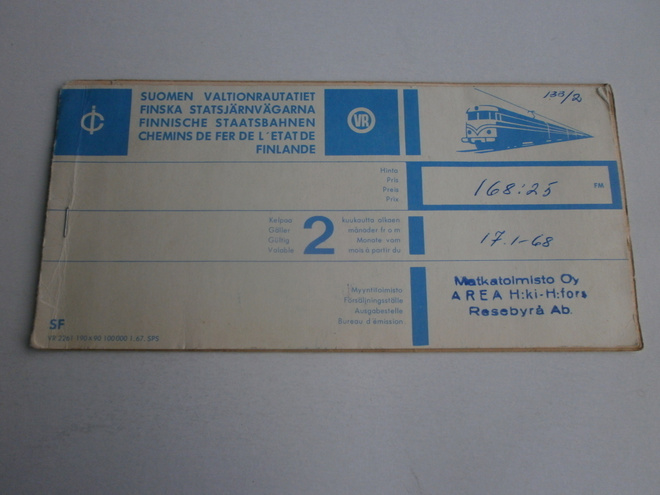 1968, VR, junalippuvihko, matkat Saksassa ja Itävallassa