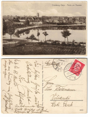 Vanha kortti, Itä-Preussi, Ortelsburg, nyk. Szczytno Puola