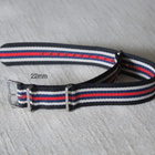 Nato 22mm musta, beige, sininen ja punainen raidoitus - pikkukuva 1