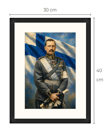 Uusi Mannerheim art print kehystetty 30 cm x 40 cm