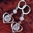 317 .. 9K White Gold Brilliant Sydän .. Korvakorut - pikkukuva 3