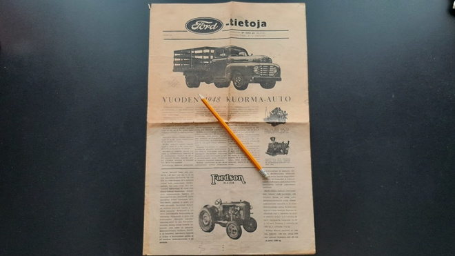 Ford -tietoja 4 sivuinen mainoslehti (1948)
