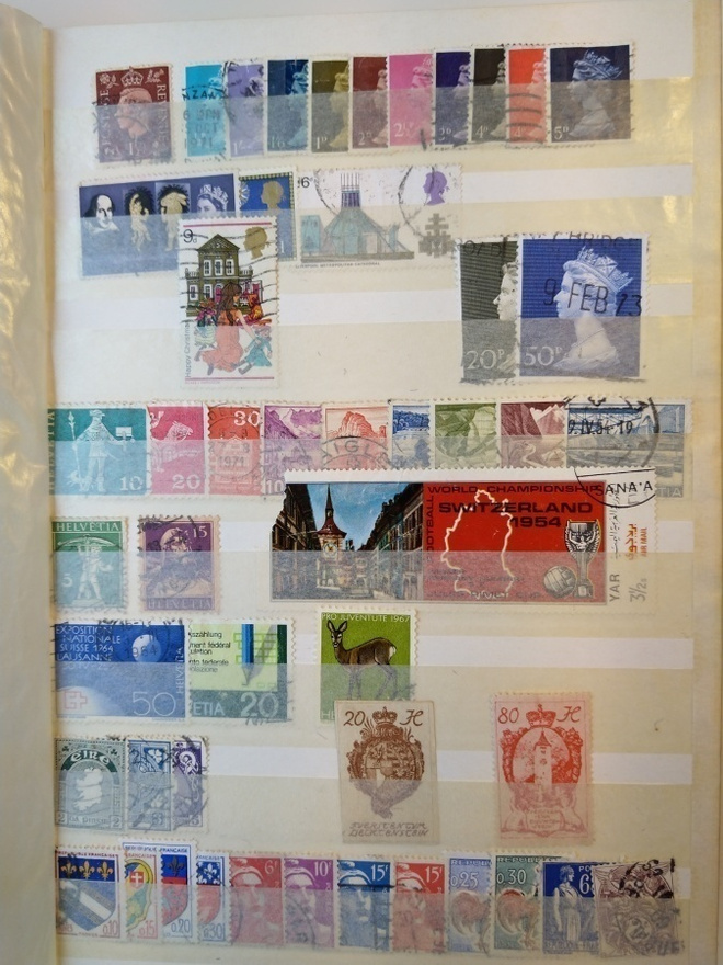 Englanti, Irlanti, Sveitsi, Lichtenstein postimerkkejä erä