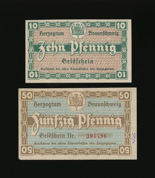 Saksa Notgeld 10, 50 Pfennig Braunschweig 1920 VF-UNC