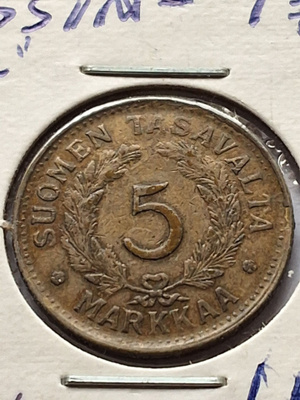 5 MARKKAA 1949 Kuvienmukainen raha,kts!