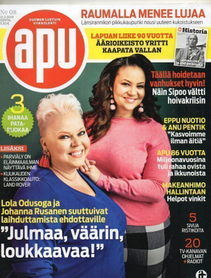 Apu n:o 08 2019 Miss Suomi Lola Odusoga & Johanna Rusanen.