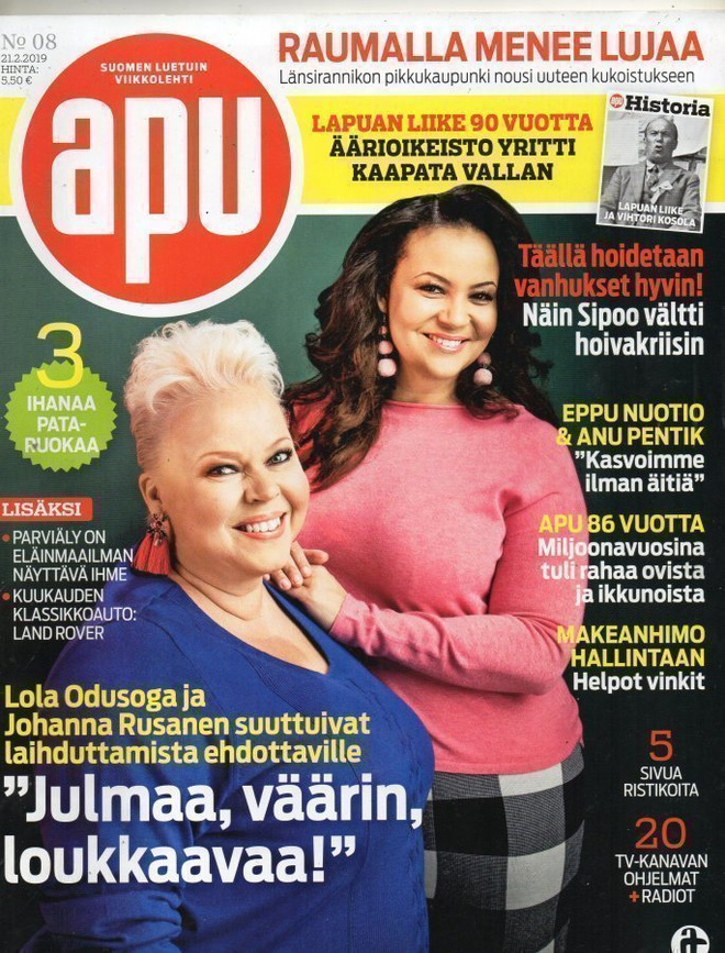 Apu n:o 08 2019 Miss Suomi Lola Odusoga & Johanna Rusanen.