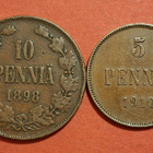 Harvinaiset:  5 penniä 1910 + 10 penniä 1898. (KD7) - pikkukuva 1