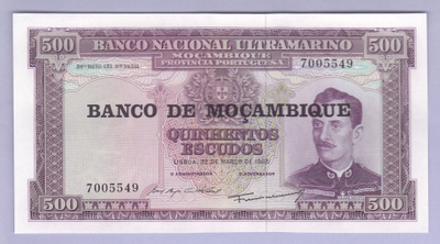 Mosambik Mozambique 500 Escudos v.1976 (1967) UNC P-118a.2