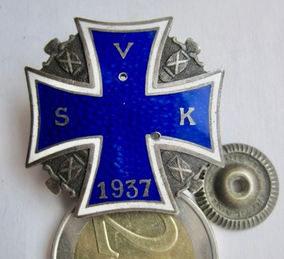 VANHA Ruuvimerkki SVK 1937 Valkoinen Kaarti Hopeaa