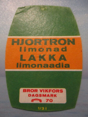 JUOMAETIKETTI -HJORTRON LIMONAD DAGSMARK (K15-S118)