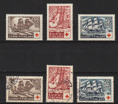 1937 Punaisen Ristin merkkisarjat leimattuna ja **