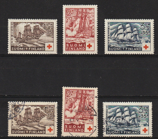 1937 Punaisen Ristin merkkisarjat leimattuna ja **