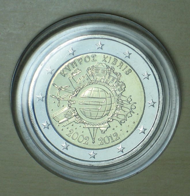 2012 Kypros 2€ juhlaraha Euro 10 vuotta UNC