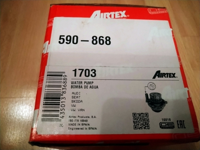 Audi, Seat, Skoda, VW Vesipumppu Airtex 1703, 590-868