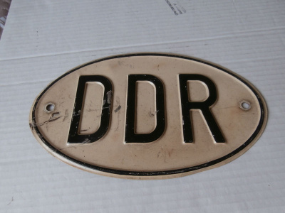 Maatunnus Rekisterikilpi, License plate"DDR" Itä-Saksa