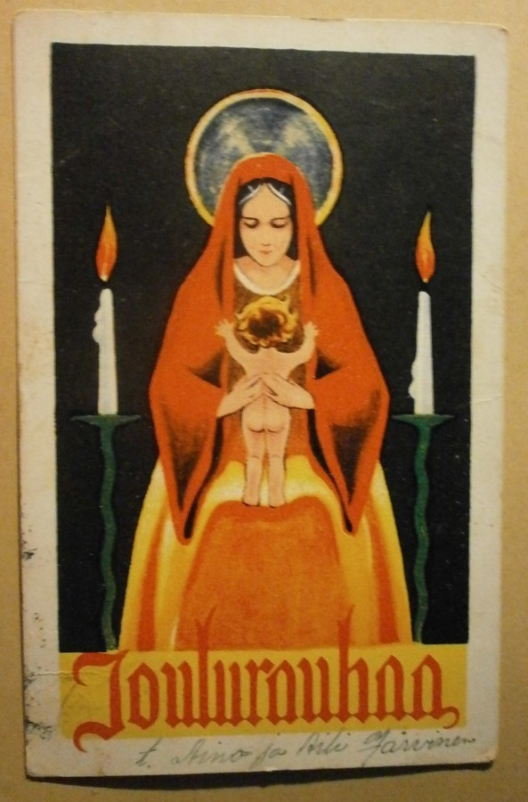 Madonna ja lapsi, kynttilät, Joulurauhaa, p. 1938