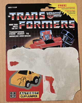Transformers G1 CLIFFJUMPER 1984 - Cardback (harvinainen)