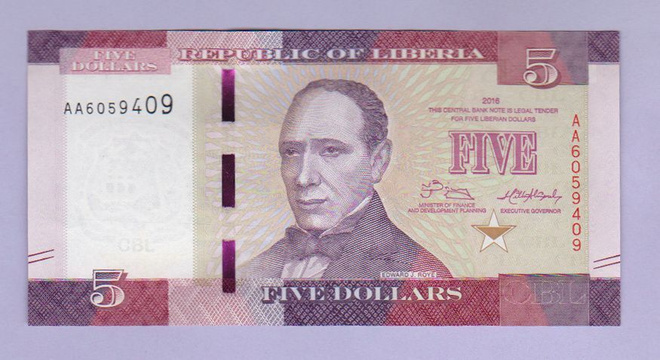 Liberia 5 Dollars v.2016 UNC P-31
