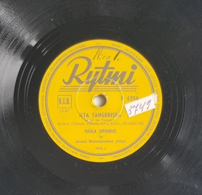 Savikiekko 1958 - Tuula Siponius - Rytmi R 6356