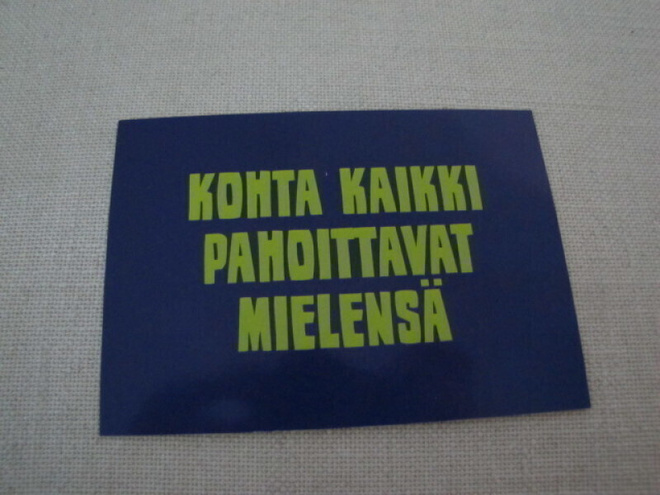 Mielensäpahoittaja mainos postikortti 2014 Tuomas Kyrö