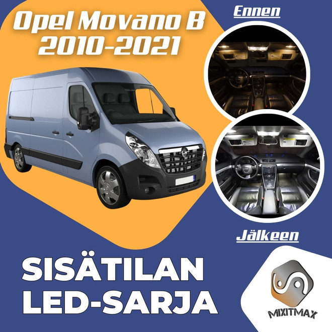 Opel Movano B Sisätilan LED-sarja 15-osainen