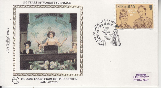 Isle of Man 1981  suffrageetit silkki  fdc