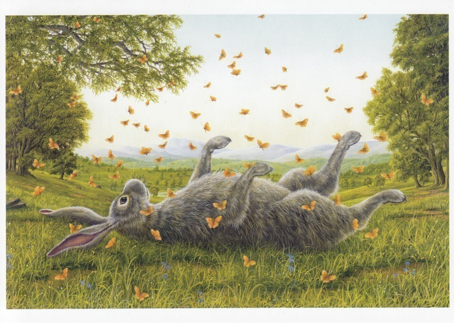Robert Bissell:  Jänis ja perhoset (taittokortti)