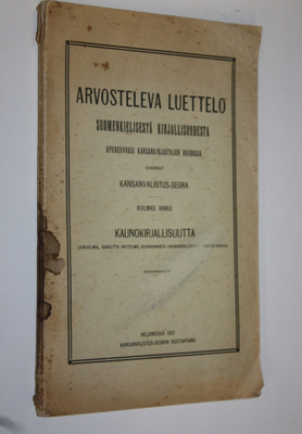 Arvosteleva luettelo suomenkielisestä kirjallisuudesta : ...
