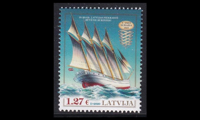 Latvia 1100 ** Purjelaiva Eurasia (2020)