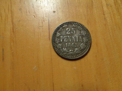 Suomi 25 penniä 1865 hopeaa