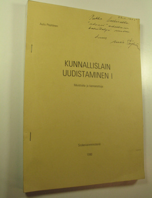 Aulis Pöyhönen : Kunnallislain uudistaminen 1 (signeerattu)