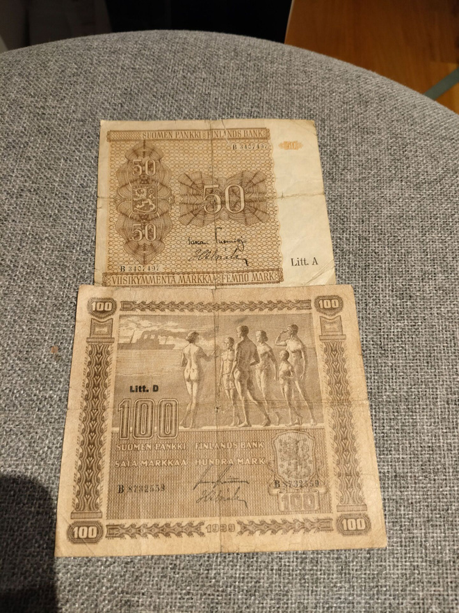 2 kpl suomalaisia seteleitä