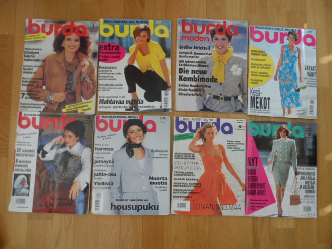 Burda lehtiä  8 kpl kaava-arkit tallella