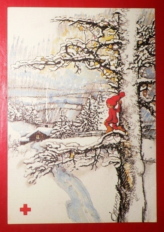 Tonttu koivun oksalla - Omppu Punainen Risti / KOP