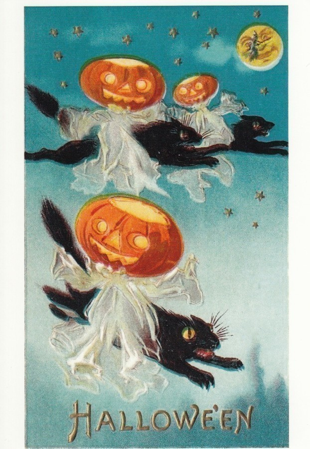 Halloween mustat kissat ja kurpitsakummitukset